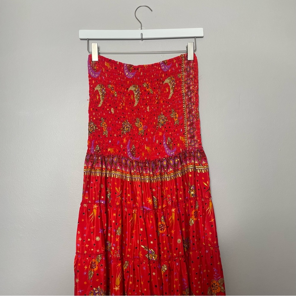 Vibrant Strapless Red Paisley Dress - Picture 10 of 12